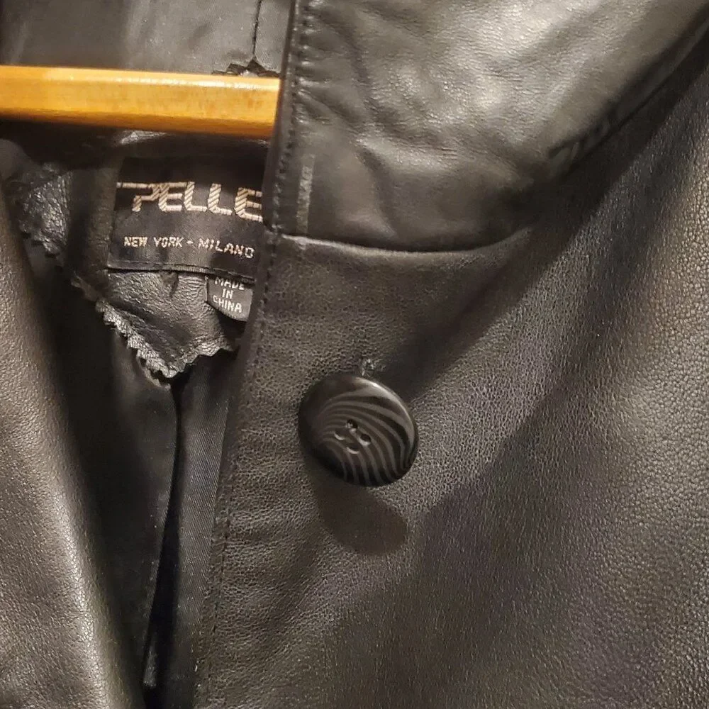 Vintage Pelle Black Genuine Leather Long Trench Coat Friends/Matrix 90's XL-XXL